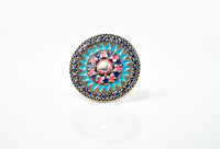 Blue and Pink Meenakari Ring view 1