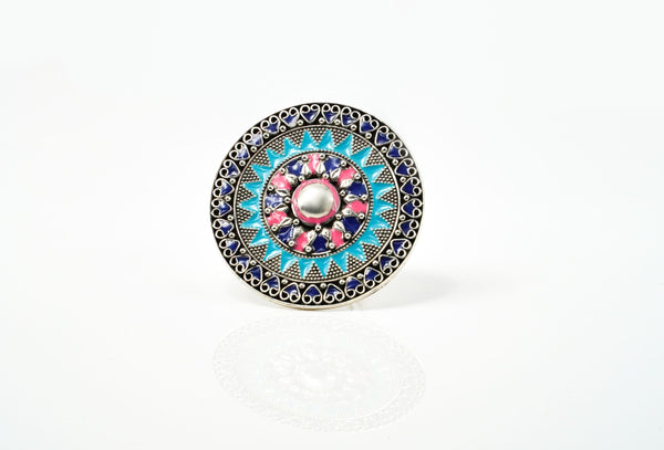 Blue and Pink Meenakari Ring