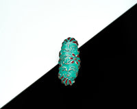 Turquoise Blue and Red Meenakari Ring view 4