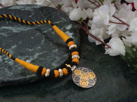 925 Sterling Silver Two Tone Fine Rawa Work Necklace with Kundan Floral Motif view 5