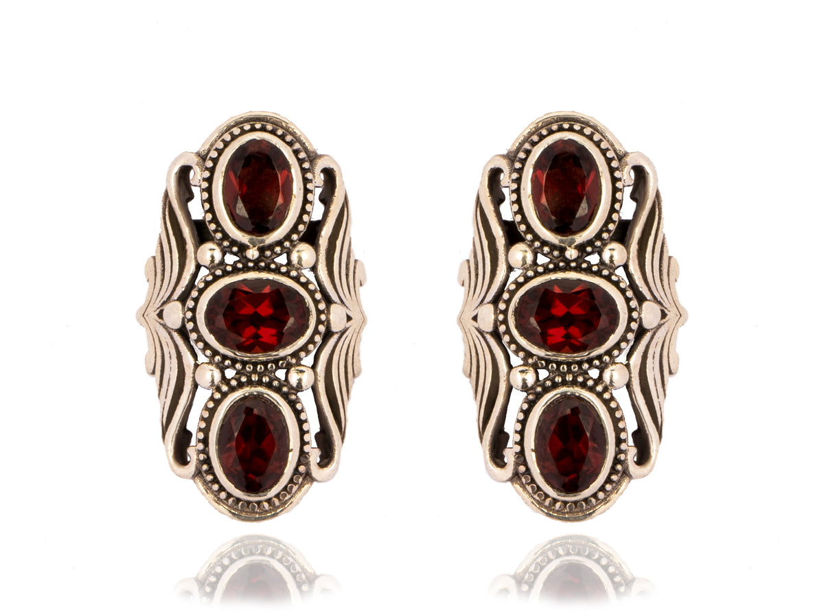 925 Sterling Silver Garnet Earrings view 1