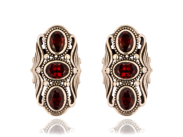 925 Sterling Silver Garnet Earrings