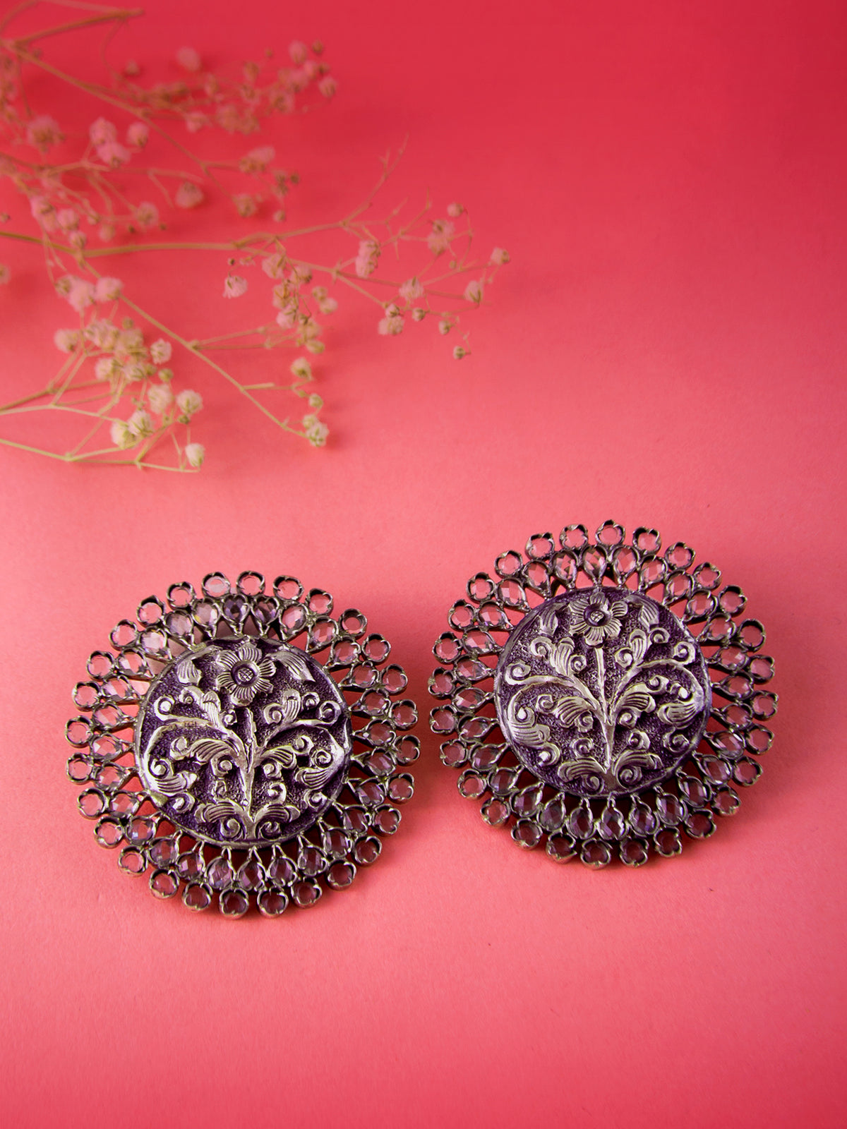 925 Sterling Silver Checker Crystal Earring view 1