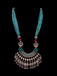 Silver Turquoise Beaded Necklace view 1