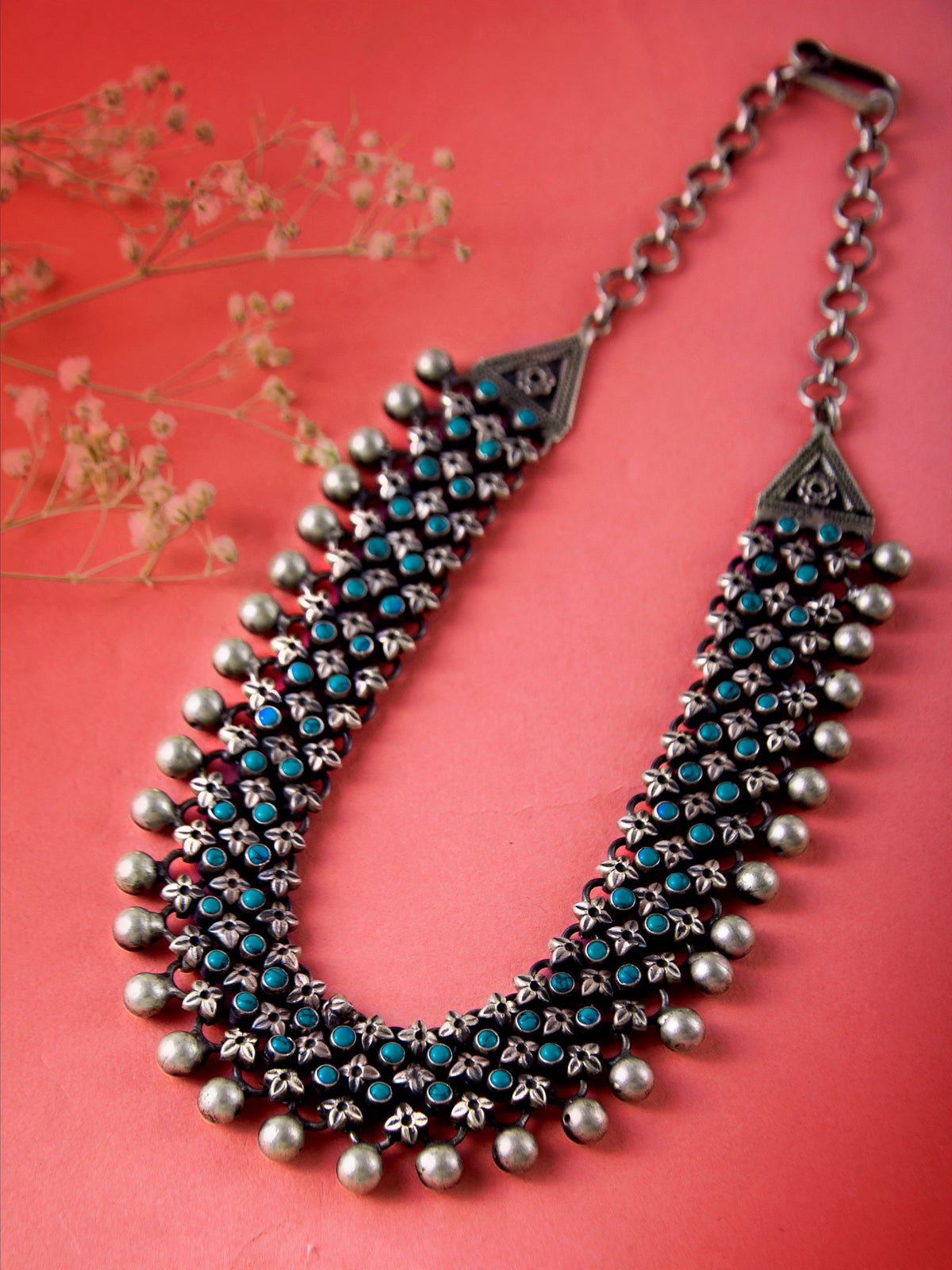 Silver Turquoise Classic Necklace view 1