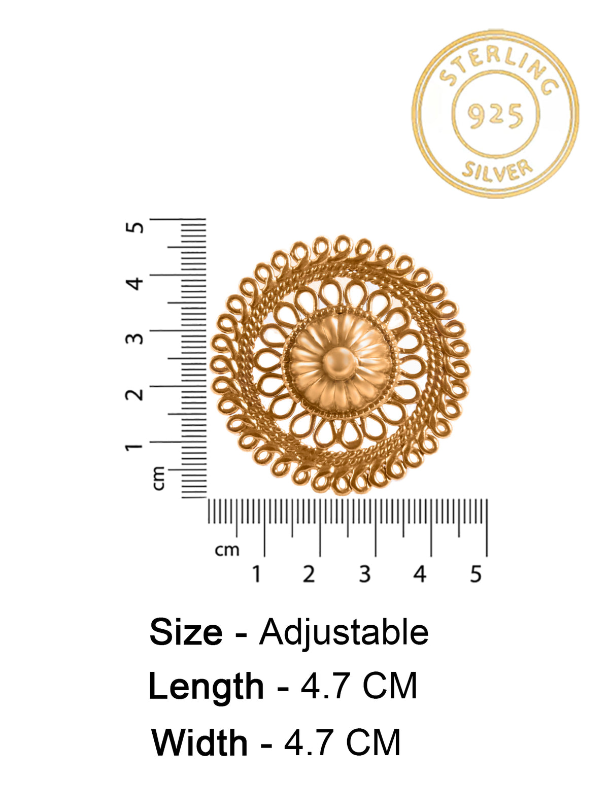 Svarnam Gold Mesh Ring view 4