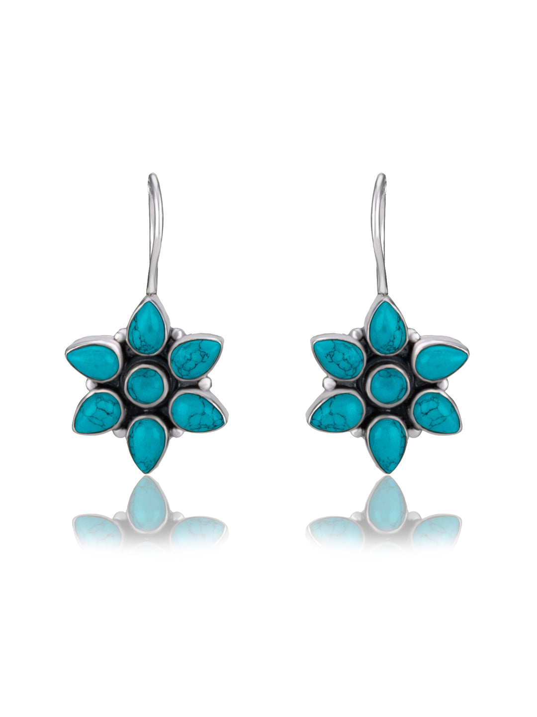 Small Turquoise Floral Dangler Earrings
