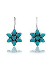 Small Turquoise Floral Dangler Earrings view 1