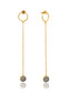 Long Gold Plated Earrings with Labradorite