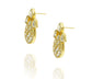 925 Silver Gold Plated Oval Studs with White Kundan