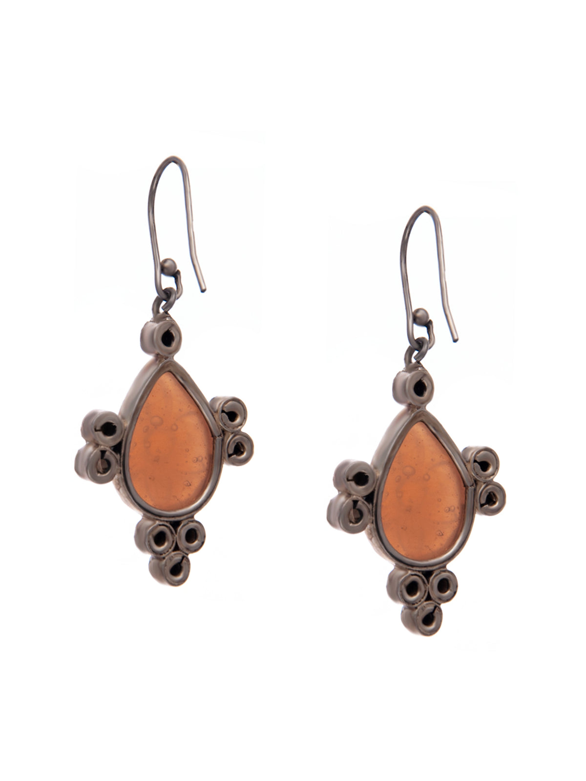 Silver Peach Kundan Danglers view 4