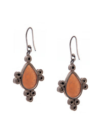 Silver Peach Kundan Danglers view 4