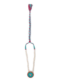 925 Sterling Silver 22K Gold Plated Pearl Beaded Necklace With Turquoise, Ruby Gemstone view 7