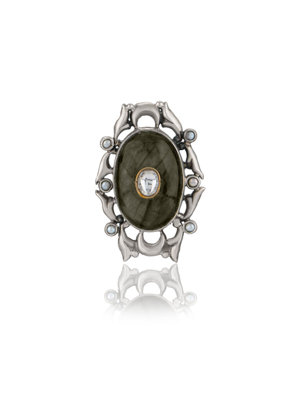 Labradorite Kundan Adjustable Ring alternate