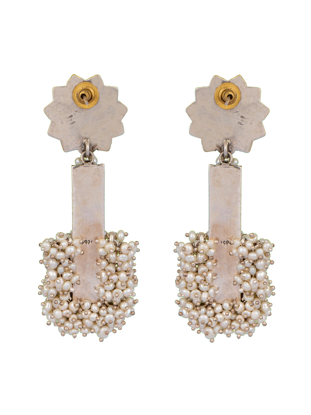 925 Sterling Silver Two Tone Twin Peacock Fusion Earringss view 5