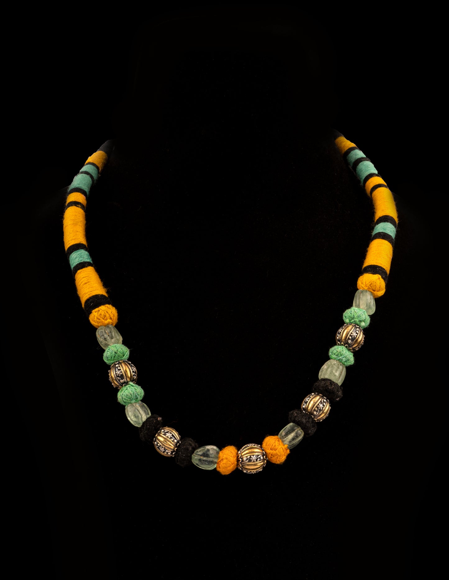925 Sterling Silver Two Tone Beaded Necklace