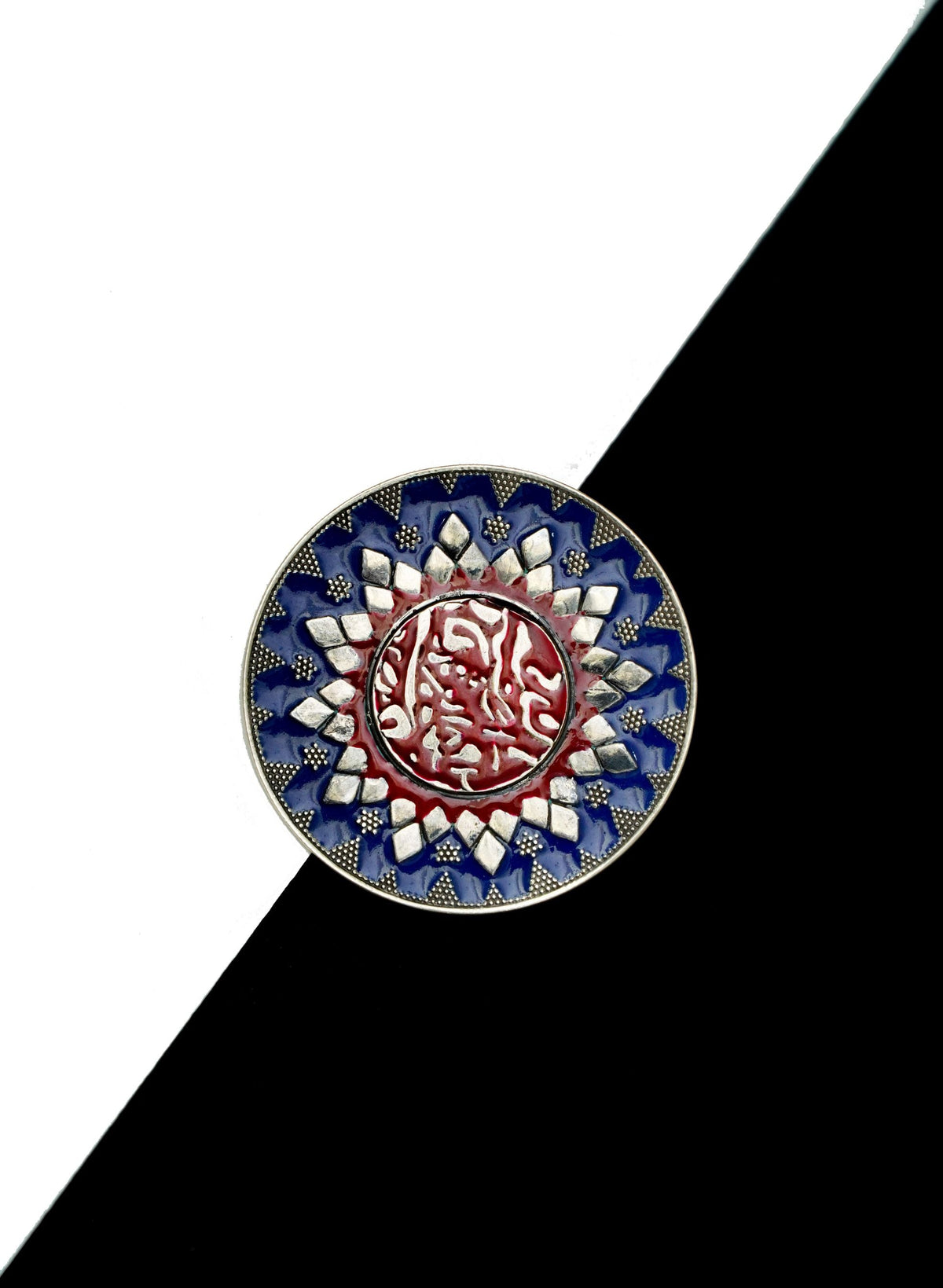 Mythical Blue and Red Meenakari Ring view 3