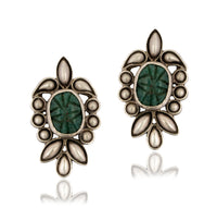 925 Sterling Silver Earrings with Green Gemstone view 1