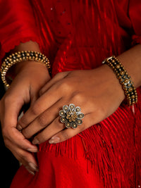 Svarnam Sunflower Adjustable Ring view 2