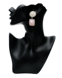925 Silver Floral Earrings with Rose Quartz view 3