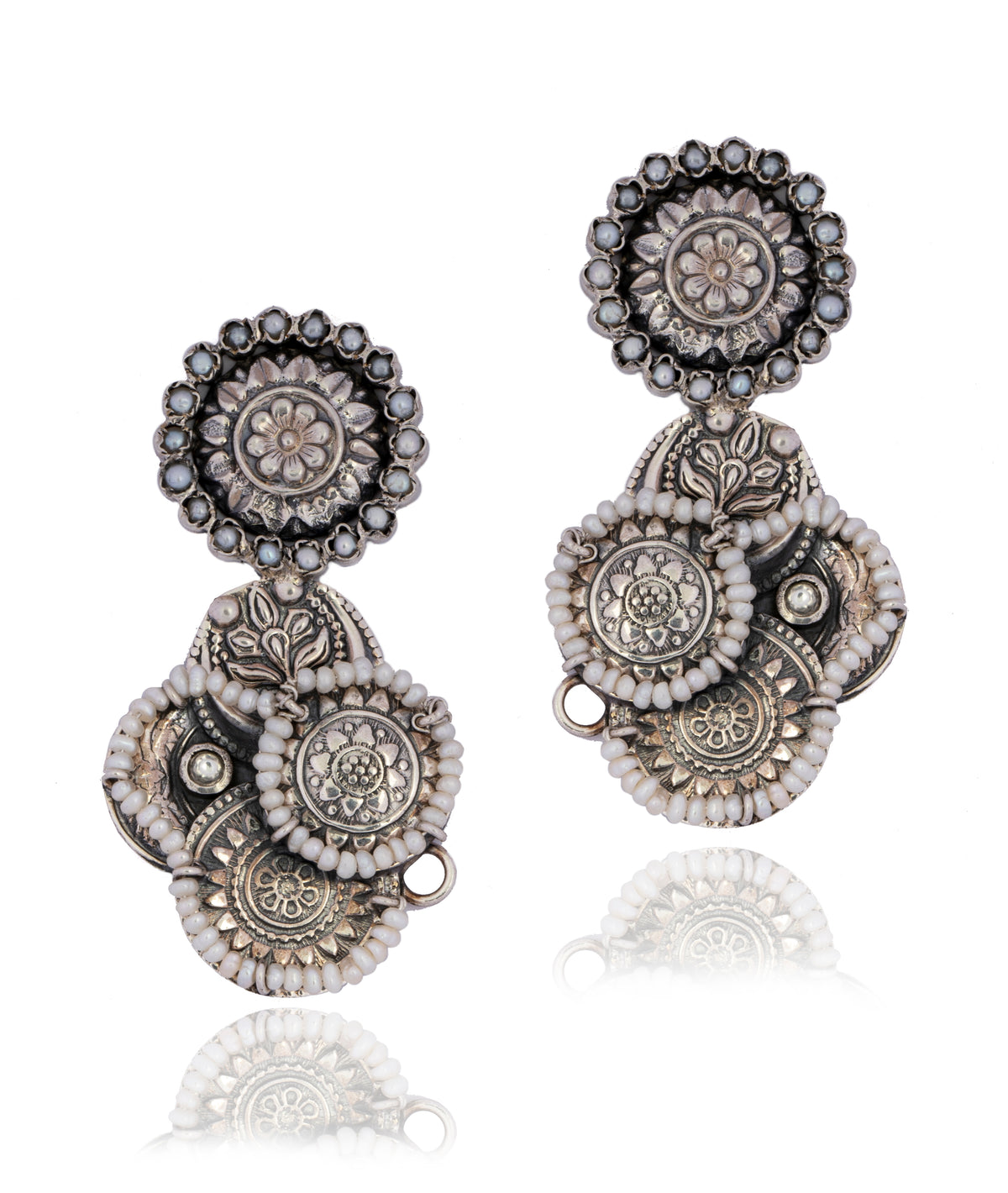 925 Sterling Silver Chitai Fusion Earrings with Freshwater Pearls view 1