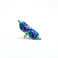 Turquoise Blue and Fire Yellow Meenakari Ring view 3