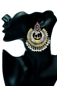 Silver Statement Two-Tone Chandbali with Ruby view 4