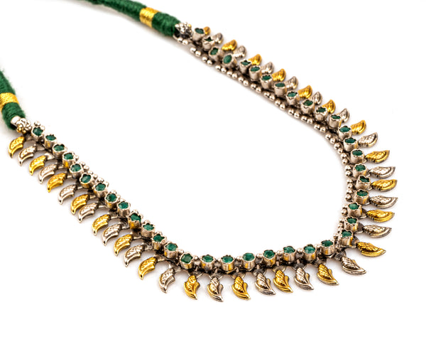 925 Sterling Silver Two Tone Paisley Necklace with Green Onyx alternate