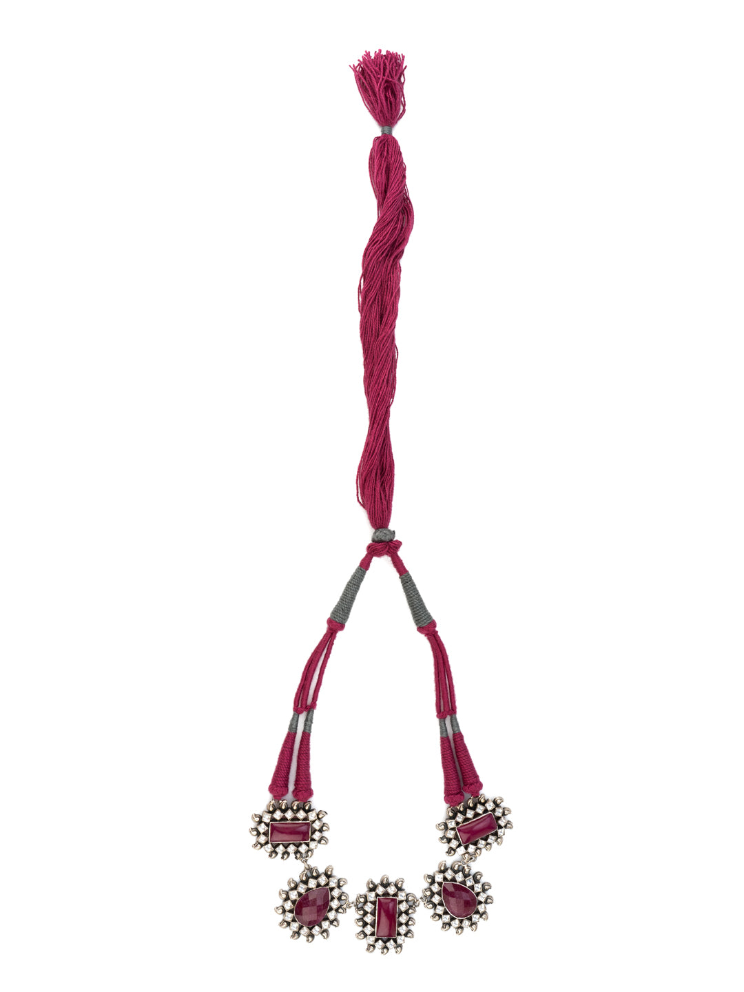 Chamapange Carved Stone Necklace with Dual Patwa thread view 2