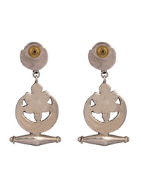 925 Sterling Silver Dholki Earrings with our Signature Kundan Chaand Motif view 5