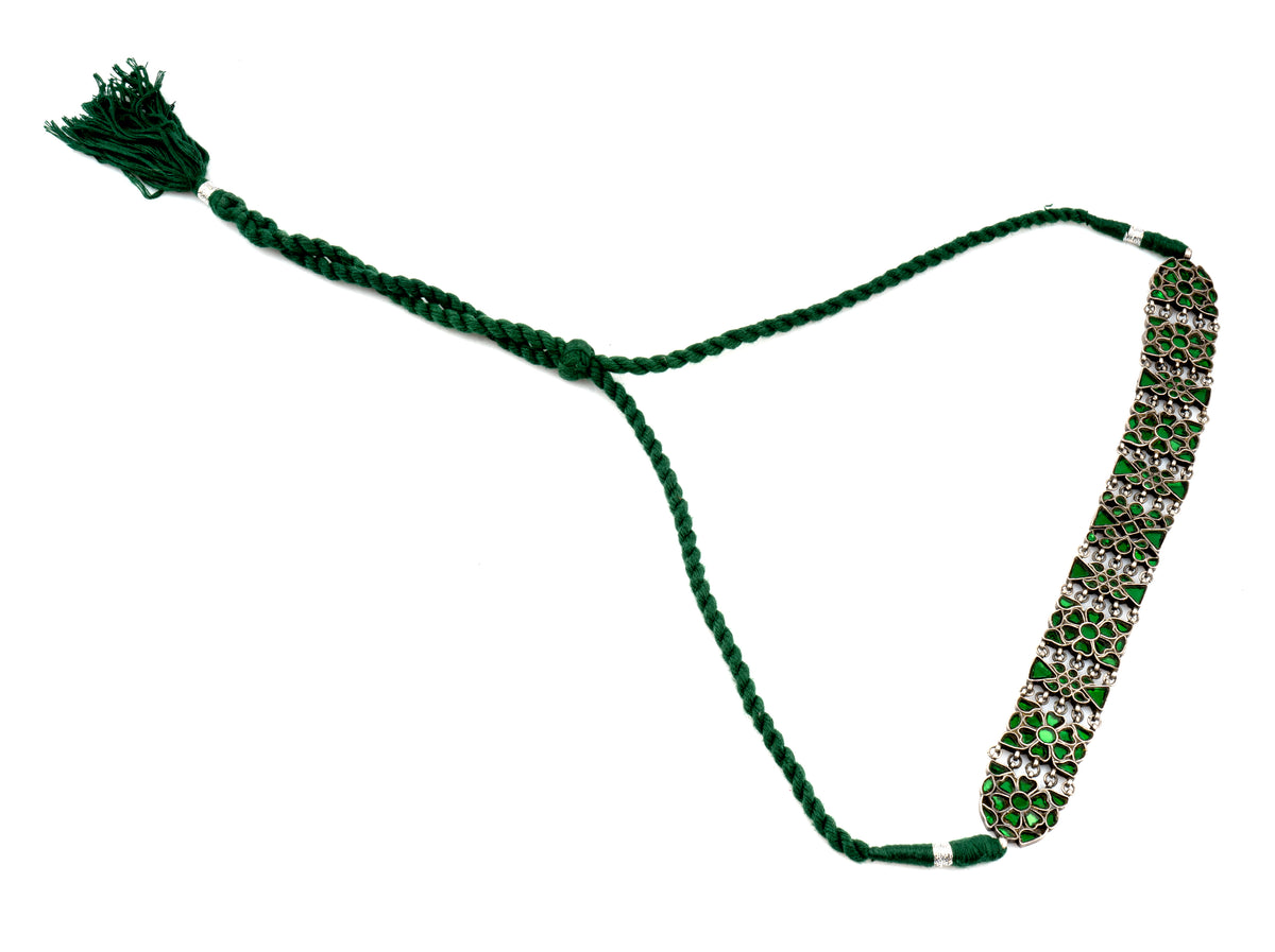 925 Sterling Silver Neckalce with Fine Glass Work view 3