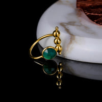 925 Silver Gold Plated Green Onyx Ring view 1