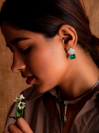 Aurora Green Emerald Studs view 6