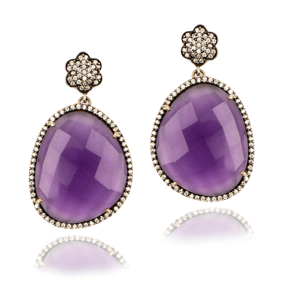 925 Sterling Silver Amethyst Earrings view 1