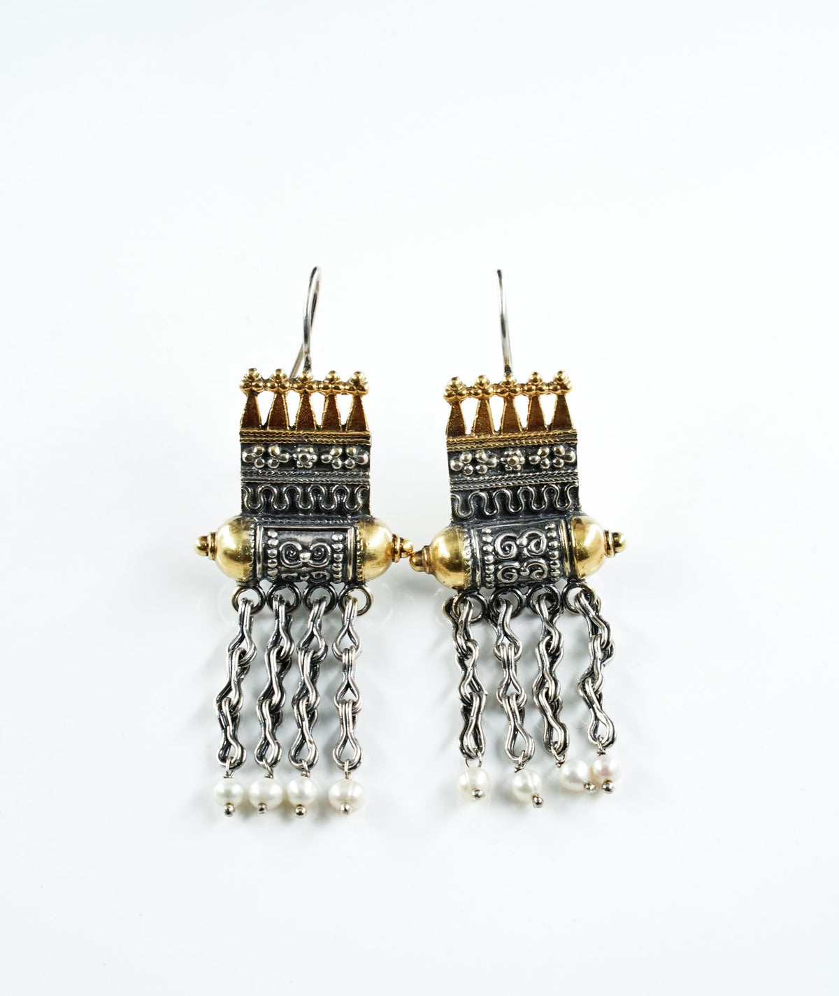 Pyramid and Dhol Two-Toned Earrings view 2