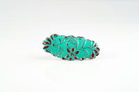 Turquoise Blue and Red Meenakari Ring view 3