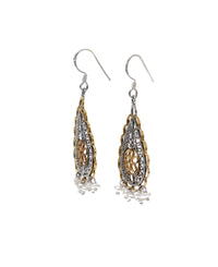 925 Silver Two Tone Mesh Earrings view 2