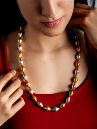 925 Sterling Silver Two Tone Big Dholki Necklace view 1