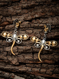 925 Sterling Silver Two Tone Butterfly Earrings view 2