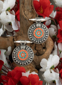 925 Sterling Silver Chitai Earrings with Kundan Motif view 3