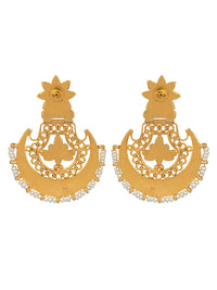 925 Sterling Silver Gold Plated Kundan Chaandbali Earrings view 5