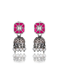 Small Kundan Studs with Pearl Jhumki view 1