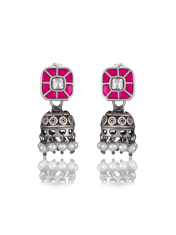 Small Kundan Studs with Pearl Jhumki