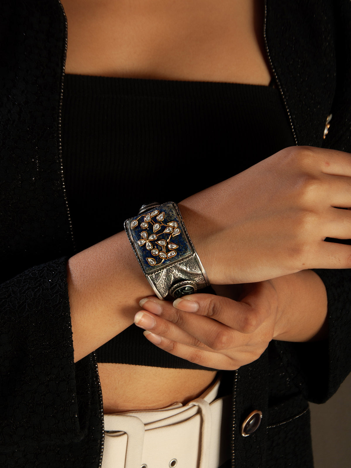 Silver Fusion Lapis Lazuli Cuff view 1