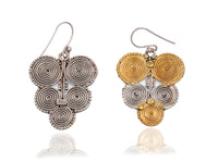 925 Sterling Silver Two Tone Rawa Danglers with Rawa Work view 2