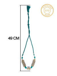 925 Sterling Silver Two Tone 22K Gold Plated Elephant Design Necklace With Turquoise Gemstone view 4