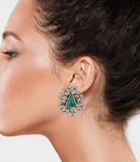 925 Sterling Silver Earrings with Checker and Turquouse Gemstone view 4