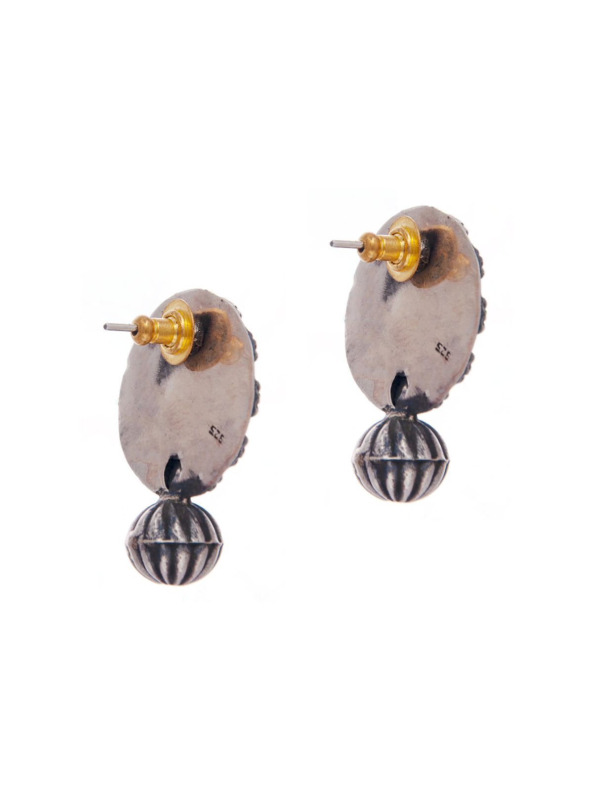 Silver Fusion Turquoise Round Studs view 5
