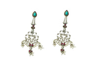 Silver Fusion Earrings with Kundan view 2