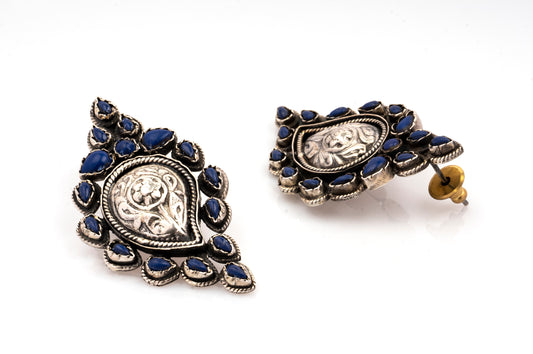 925 Sterling Silver Chitai Earrings with Blue Lapis